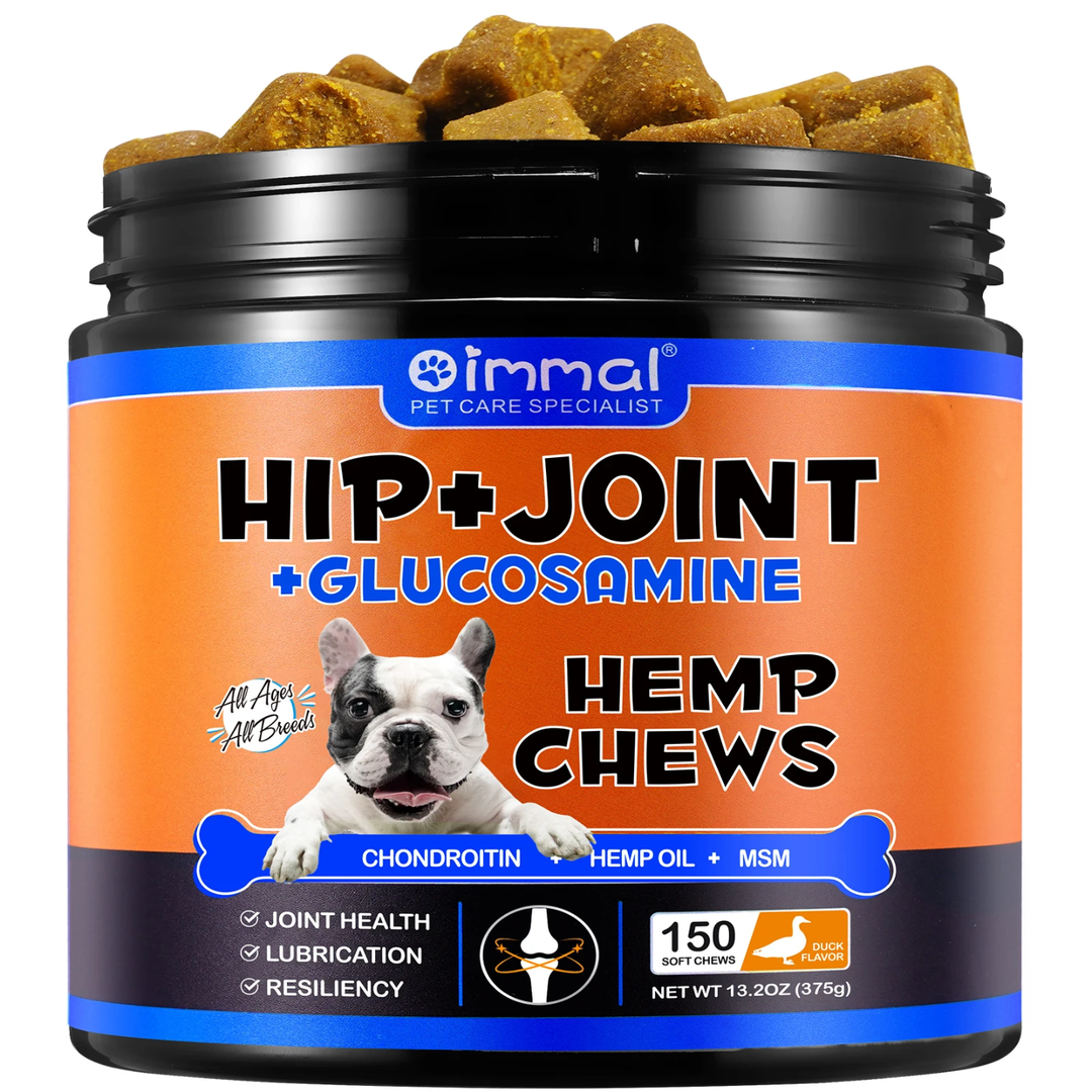 Hip + Joint Glucosamine Hemp Chews for Dogs — 150 Soft Chews