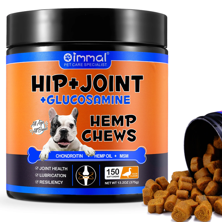 Hip + Joint Glucosamine Hemp Chews for Dogs — 150 Soft Chews