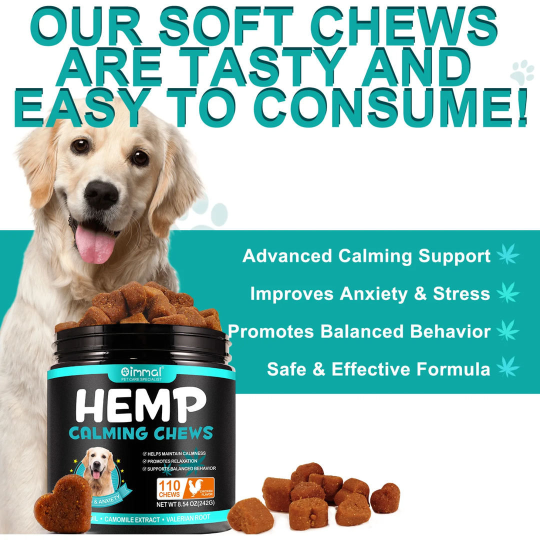 Calming Support Hemp Chews for Dogs — 110 Soft Chews