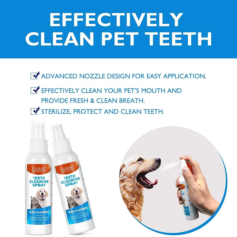 Pet Teeth Cleaning Spray with Fluoride — 120ml